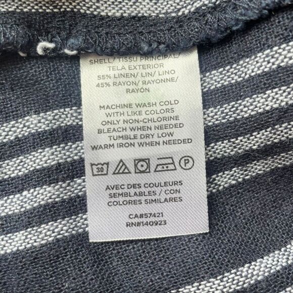 Loft 2 Piece Linen Jumpsuit Pinstriped Navy and White Womens Size 4P NWT - Picture 9 of 15